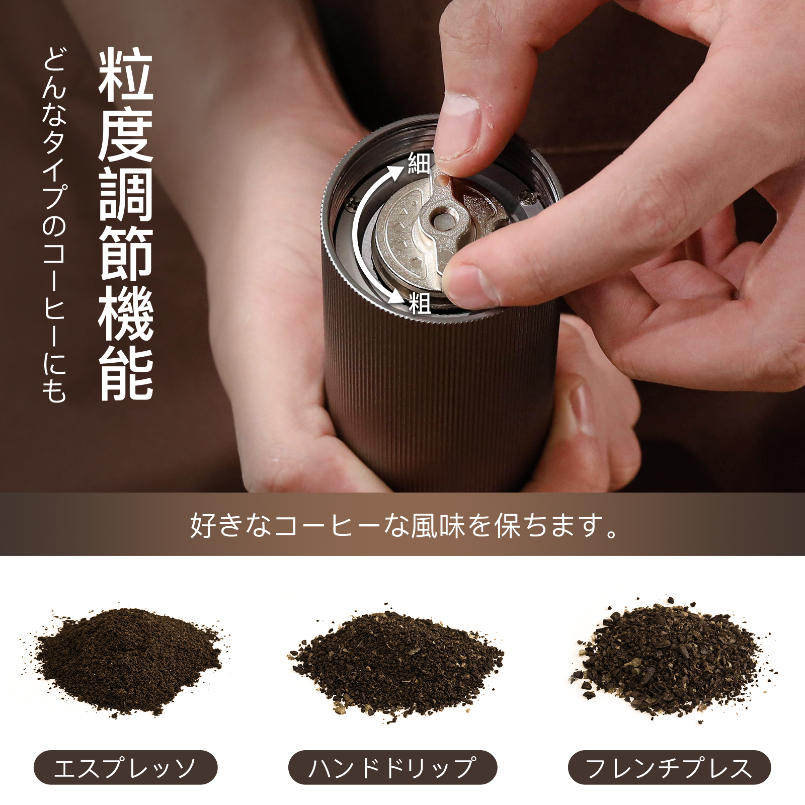 Konicooコーヒーミル 手動 ミル 手挽きコーヒーミル 段階粗さ調整可能 軽量 省力性 携帯 アウトドア 滑り止め付き 取り外し可能 お